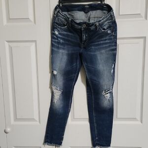 Silver Jeans Blue Ankle Cropped Distressed